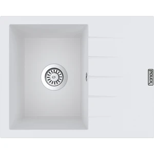 POLEX Cristalüx Granit Evye P-S60 Beyaz Tezgah Altı Ve Tezgah Üstü Kare Mutfak Evyesi 60,5x49,5cm