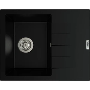 POLEX Cristalüx Granit Evye P-S60 Siyah Tezgah Altı Ve Tezgah Üstü Kare Mutfak Evyesi 60,5x49,5cm