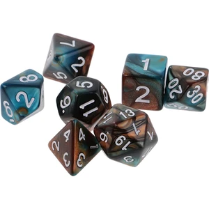 7 x Polyhedral Dice Set D12 D10 D8 D6 D4 Yeşil Altın (Yurt Dışından)