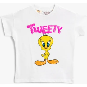 Tweety Lisanslı Pullu Payetli Tişört Pamuklu