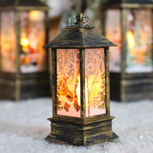 Retro Rüzgar Lambası Noel Baskı Desen Ev Gece Lambası (Yurt Dışından)
