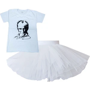 Bba New Trend 23 Nisan Tütü Astarsız Etek,23 Nisan Atatürk Baskı Tişort Seti