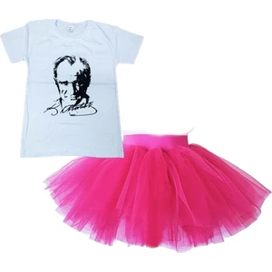 Bba New Trend 23 Nisan Tütü Astarsız Etek,23 Nisan Atatürk Baskı Tişort Seti