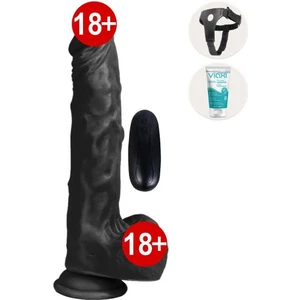 Agor Shop Dildo Series Xs 21 cm Titreşimli Realistik Zenci Strapon Kemerli Penis