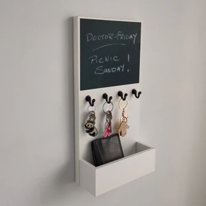 Eblo Home 20 cm Beyaz Kara Tahta Antre Askılık Anahtarlık