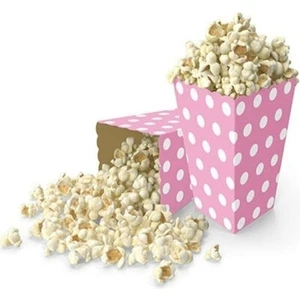 Best Parti Pembe Puantiyeli Popcorn Kutusu Mısır Cips Kutusu 8 Adet