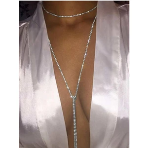 Gümüş Renk Kristal Taşlı Rhinestone Kolye