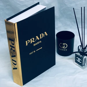 Lovely Book & Book Prada Siyah & Altın Klasik Model Dekoratif Kitap Kutusu