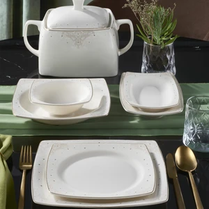Güral Porselen Carolıne 62 Parça Kare Bone Yemek Takımı - 6173