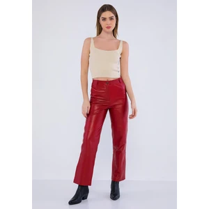 Basic & More Kadın Deri Pantolon