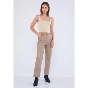 Basic & More Kadın Deri Pantolon