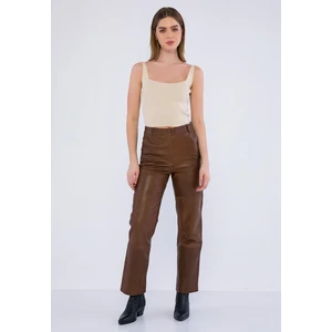 Basic & More Kadın Deri Pantolon