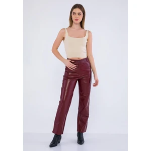 Basic & More Kadın Deri Pantolon