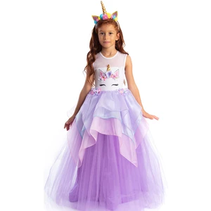 Tameris Kostüm Unicorn Elbise Lila Organze Katlı