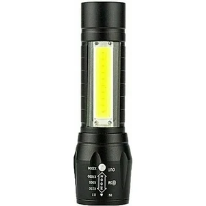 Ayarlanabilir Güçlü USB Şarjlı El Feneri Kutulu Çakarlı Kamp Feneri Avcılık Feneri + Cob LED Lamba