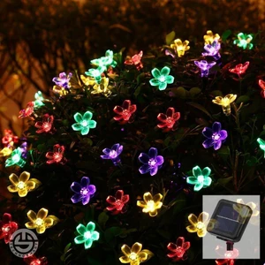 Hilall Shop Solar 30 Ledli Çiçekli Rgb Bahçe Aydınlatma Dekorasyon Güneş Enerjili