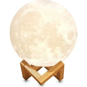 3D Stand'lı Büyük Boy Ay Gece Lambası Hediyelik Küre LED Başucu Lambası