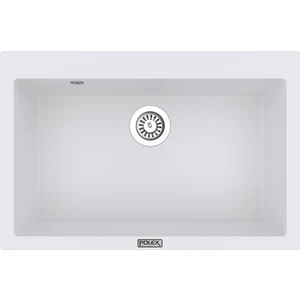 POLEX Cristalüx Granit Evye P-X76 Beyaz Tezgah Altı Ve Tezgah Üstü Mutfak Evyesi 75x50cm