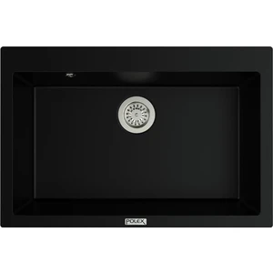 POLEX Cristalüx Granit Evye P-X76 Siyah Tezgah Altı Ve Tezgah Üstü Mutfak Evyesi 75x50cm