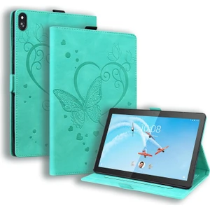 Lenovo Tab M10 10.1 Inç Için Kalp Kelebek Desenli Deri Kılıf (Yurt Dışından)