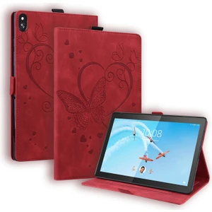 Lenovo Tab M10 10.1 Inç Için Kalp Kelebek Desenli Deri Kılıf (Yurt Dışından)