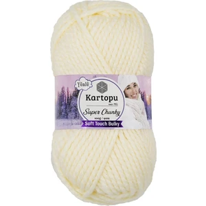 Super Chunky K034 Krem Kalın Kışlık Yünlü El Örgü Ipliği 100 gr