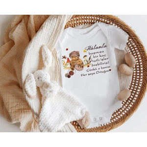 Nilesbabyshop Halamla Başınıza Tatlı Işler Öğrebiliriz Yazılı Kısa Kol Zıbın
