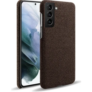 Galaxy S21 Fe Ksq Sert Plastik Kapaklı Kumaş Kaplamalı Telefon Kılıfı - Kahverengi (Yurt Dışından)