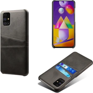 Galaxy M31S Için Çift Kart Yuvalı Pu Deri Kaplamalı Pc Telefon Kılıfı - Siyah (Yurt Dışından)