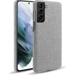 Galaxy S21 Fe Ksq Sert Plastik Kapaklı Kumaş Kaplamalı Telefon Kılıfı - Açık Gri (Yurt Dışından)