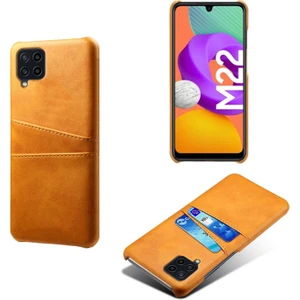 Galaxy F22 / M22 4g / M32 4g Kart Yuvalı Dayanıklı Pu Deri Kaplamalı Pc Telefon Kılıfı  - Turuncu (Yurt Dışından)