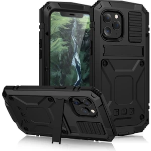Apple iPhone 12 Pro Max Için Darbeye Dayanıklı Toz Su Geçirmez 360° Koruyucu Kılıf - Siyah (Yurt Dışından)