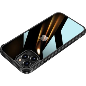 Apple iPhone 12 Pro Max Için Metal Çerçeveli Tpu Telefon Kılıfı - Siyah (Yurt Dışından)