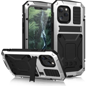 Apple iPhone 12 Pro Max Için Darbeye Dayanıklı Toz Su Geçirmez 360° Koruyucu Kılıf - Gümüş (Yurt Dışından)