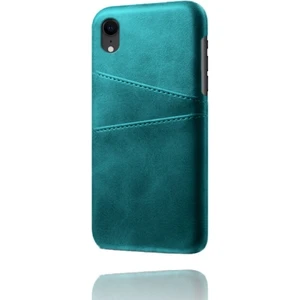 Apple iPhone Xr Için Çift Kart Yuvalı Pu Deri Kaplamalı Sert Pc Telefon Kılıfı - Yeşil (Yurt Dışından)