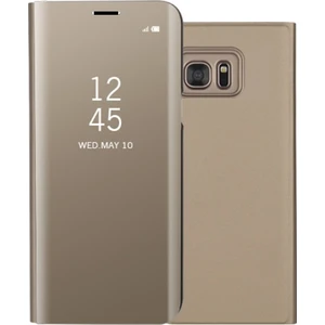 Galaxy S7 Edge Için Ayna Yüzey Deri Telefon Kılıfı -Siyah (Yurt Dışından)