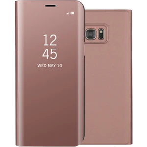 Galaxy S7 Edge Için Ayna Yüzey Deri Telefon Kılıfı -Rose Gold (Yurt Dışından)
