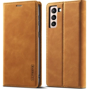 Galaxy S21 Fe Için Lc Manyetik Deri Cüzdanlı ve Standlı Telefon Kılıfı - Kahverengi (Yurt Dışından)