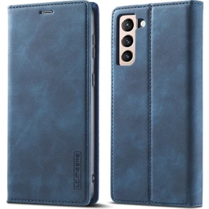 Galaxy S21 Fe Için Lc Manyetik Deri Cüzdanlı ve Standlı Telefon Kılıfı - Mavi (Yurt Dışından)