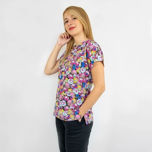 Nur Medikal Giyim Neşeli Mod Desenli Likralı Üst Forma