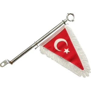 Motosiklet Üçgen Bayrak Nikel Direkli (Makam Bayrağı)