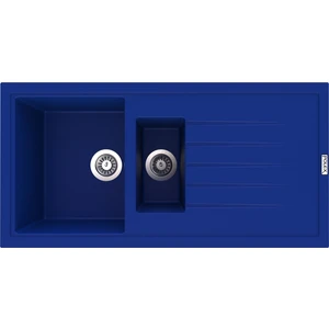 POLEX Cristalüx Granit Evye P-01 Mavi 1,5 Gözlü Tezgah Altı Ve Tezgah Üstü Mutfak Evyesi 99x49,5cm