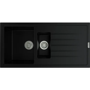 POLEX Cristalüx Granit Evye P-01 Siyah 1,5 Gözlü Tezgah Altı Ve Tezgah Üstü Mutfak Evyesi 99x49,5cm