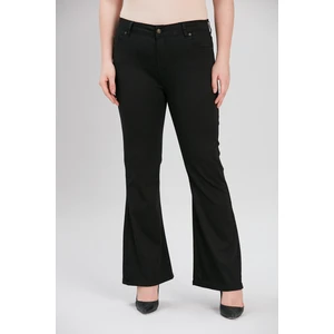 Ispanyol Paça Büyük Beden Siyah Kot Pantolon