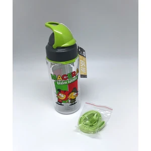 Kral Şakir Desenli Pipetli Tritan Matara 500 ml - Gri-Yeşil