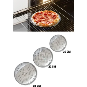 Pratik Lüx Paslanmaz Çelik Pizza Pişirme Altlığı 3 Lü Tepsi Seti (20-22-24 Cm)  Masterchef Pizza Q9