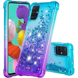 Galaxy A51 Için Gradyan Renkli Parıltılı Dört Köşe Korumalı Tpu Telefon Kılıfı (Yurt Dışından)