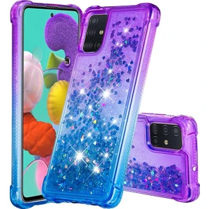 Galaxy A51 Için Gradyan Renkli Parıltılı Dört Köşe Korumalı Tpu Telefon Kılıfı (Yurt Dışından)
