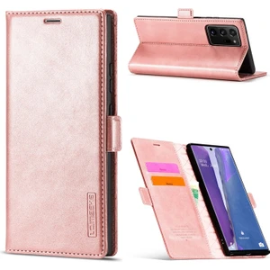 Galaxy NOTE20 Ultra / NOTE20 Ultra 5g Için Lc Manyetik Deri Cüzdanlı ve Standlı Telefon Kılıfı - Pudra Pembe