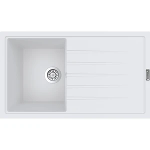 POLEX Cristalüx Granit Evye P-03 Beyaz Tezgah Altı Ve Tezgah Üstü Mutfak Evyesi 85x49,5cm